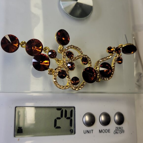 Amber Crystal Chandelier Earrings Bridal Earrings Dramatic Statement Earrings - Picture 8 of 8